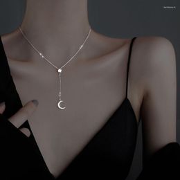 Chains VOQ Sweet Silver Colour Star Moon Tassel Necklace Ladies Fashion Girls Jewellery Gift