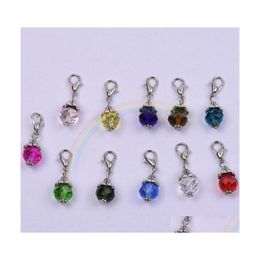 Charms 100Pcs Colorf Birthstone Crystal Dangle Charms Lobster Clasp For Glass Floating Lockets 932 D3 Drop Delivery Jewellery Findings Dhatb