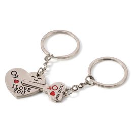 Fashion Keyring Key Fob Creative KeyChains Wedding Favours Couple My Heart Key chains Zinc Alloy Silver Plated Lovers Gift