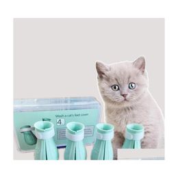 Cat Grooming Cats Grooming Antiscratch Boots Sile Cat Shoes Paw Protector Nail Er For Bathing Barbering Checking Injecting 881 B3 Dr Dhz5F