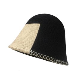 Autumn Bucket Hat Panama Warm Ear Protector Cap Women French Fedora Hat Lady Outdoor Hiking Knitted Fisherman Hats