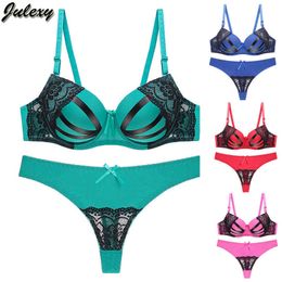 Women's Bras Sets Julexy Lace Booster Underwear Set Sexy G-string Pants Large Tension Bra 2020 on Sale
