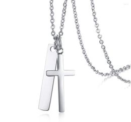 Chains High Polished Custom Engraved Logo Necklace Cross Pendant Stainless Steel Chain Women Men Anniversary Jewellery Gift