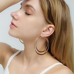 Hoop Earrings 2022 Exaggerated Big Circle Round For Women's Fashion Statement Golden Punk Charm Party Jewelry Gifts