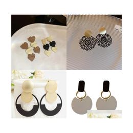 Dangle Chandelier Summer Style Golden Drop Earrings For Women Geomatric Black Long Hanging Earring Triangle Jewellery Earing Bijoute Dhykr