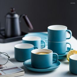 Mugs Custom Ceramic Nordic Matte Black Coffee Cup And Saucer Set Coloured Glaze Reusable Cappuccino Espresso Afternoon Tea Drip Mug