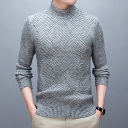 Men s Sweaters Stylish Solid Colour Stand Collar Loose All match Knitted Sweater Men Clothing Autumn Casual Pullovers Warm Korean Tops 221206