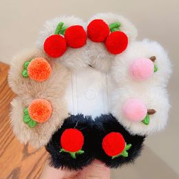 2pcs/set New Girls Cute Cherry Peach Plush Hair Claws Children Lovely Hairpins Hairclips Kids Hair Accessories