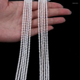 Chains Natural White 3-3.5mm Round Freshwater Pearl Strand Wholesale For Jewelry Making