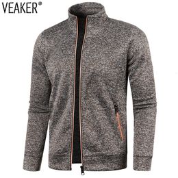 Mens Jackets Mens Thin Fleece Jacket Casual Zipper Thermal Outerwear Male Stand Collar Solid Colour Outdoor Coat M4XL 221205