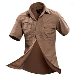 Men's Casual Shirts 2022 Summer Men Shirt Military Short Sleeve Mens Brand Social Clothing Chemise Homme Camisa Masculina