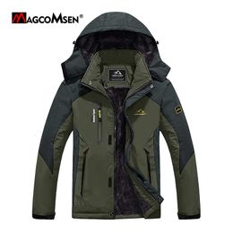 Mens Down Parkas MAGCOMSEN Thicken Fleece Warm Winter Waterproof Ski Hiking Jacket Windproof Hooded Coat with Zipper Pockets 221207