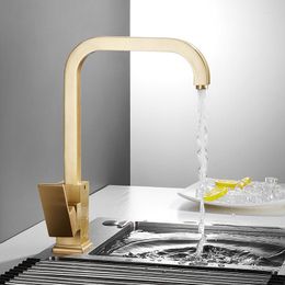 Kitchen Faucets Brushed Gold Swivel Faucet Wall Mounted Sink Tap And Cold Brass Chrome Mixer