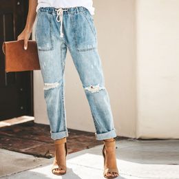 Women s Jeans Harem Pants Vintage Mid Waist Women Boyfriend Ripped summer Casual Mom Cowboy Denim Ladies 221206