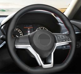 Car Steering Wheel Cover Cowhide Leather For Nissan X-Trail Qashqai 2017-2019 Rogue Kicks Micra 2017-2019 Leaf 2018-2019