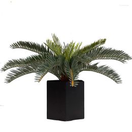 Decorative Flowers 16.53 Inch Tropical Artificial Palm Tree Plants Fake Shrub Iron Branch Garden Living Room Office Home Decoration