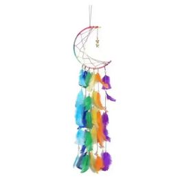 Dream Catcher Festival Gift Handmade Half Circle Moon Design Art Crafts Dreamcatcher Feather Hanging Star Home Wall Decoration Ornament FY3799 P1207