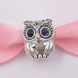 925 Sterling Silver Beads Sparkling Owl Charm Charms Fits European Pandora Style Jewelry Bracelets & Necklace 798397NBCB AnnaJewel