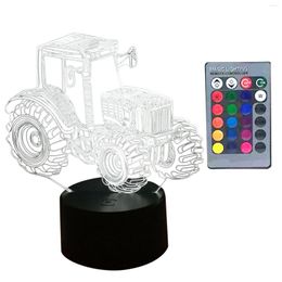 Night Lights Atmosphere Lamp Light Party Funny Touch Control Kids 3D Illusion Bedroom Tractor Shape Led Gifts Home 7 Colors Decorative