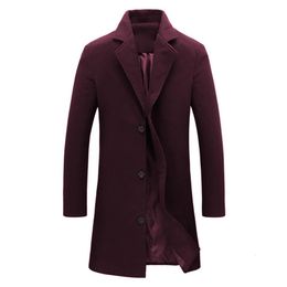 يمزج الصوف للرجال 2023 أسلوب الموضة M-5XL Men Winter Slim Color Coat Long Woolen Coat Single Single Breadted Sced