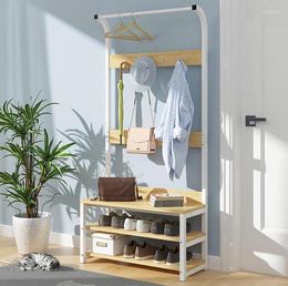 Hangers Multifunctional Wood Storage Cabinet With Coat Rack Shoe Shelf Bedroom Living Room Modern Hanger Space Saving