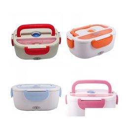 Lunch Boxes Bags Electric Heating Lunchbox Fashion Heat Preservation Boxes Bento And Spoon Mti Colour Lunch Box Carry Convenient 39Fs Dh5Y1