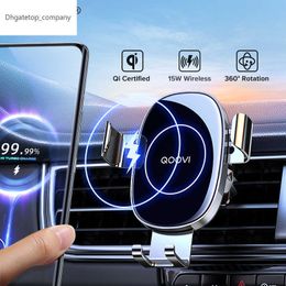 New 15W Car Phone Holder Fast Wireless Charging Car Charger Air Vent Clip Mount Gravity Phone Stand For iPhone Samsung Xiaomi