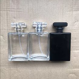 New Type 100ml Square Empty Packaging Bottles Transparent Black Essential oil Perfume Bottle With Fine Mist Spray for Aromatherapy Cosmetic