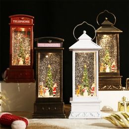 Decorative Objects Figurines Portable Christmas Music Box Lantern Rotating Battery Operated Light Crafts Toy for Indoor Home Decoration Birthday Gift 221206