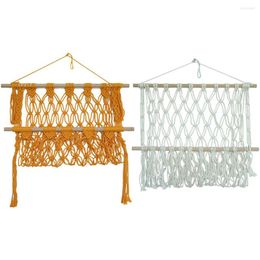 Storage Bags Handwoven Tassel Cotton Rope Net Bag Rack Po Frames Sundires Door Wall Craft Family Decoration