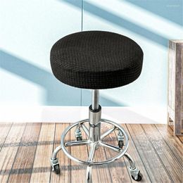 Chair Covers Fashion Round Cover Bar Stool Elastic Seat Protector Solid Colour Home Slipcover Spandex