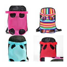 Dog Carrier Nets Lines Pet Backpack Canvas Dogs Carriers Bretelle Dog Carrier Loose Ventilation Outsides Zipper Rucksack Go Out 16Kt Dhdt4