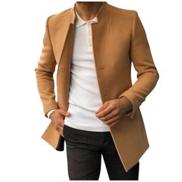 Men's Wool Blends Mens Coat Casual Men Coat Autumn Winter Solid Color Men Coats Winter Formal Mens Trench Coat Plus Size Outdoor T2G 221206