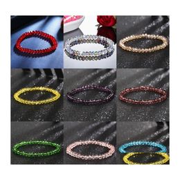 Beaded Artificial Austria Crystal Beaded Bracelet Fashion Shiny Stone Beads Elasticity Rope Strand Bracelets For Women Jewelry 438 D Dhare