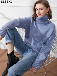 Women s Sweaters autumn Winter casual cashmere oversize thick Sweater pullover loose Turtleneck women s sweaters jumper 221206