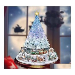 Christmas Decorations Christmas Decorations Tree Rotating Scpture Train Paste Window Stickers Winter Home Decoration Drop Delivery G Dhhzl