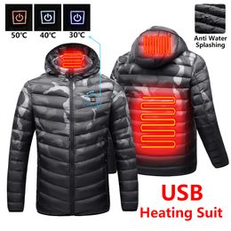 Mens Jackets Men Winter Warm USB Heating Fleece Jackets Parkas Men Smart Thermostat Detachable Hooded Heated Waterproof Jacket Men 221205