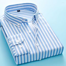 Men's Dress Shirts Striped Shirt For Mens Long Sleeve Casual Slim Fit Business Male Thick Work Men Clothing