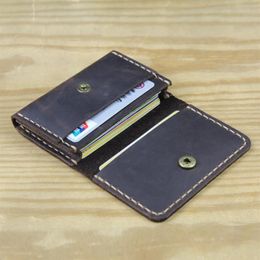 Handmade Vintage Genuine Leather Credit Card Holder Men small Wallet Women Coin Purse Buiness ID card Case Crazy Horse Cowhide mal256k
