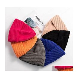 Beanie/Skull Caps Pointed Knit Beanie Hat Winter Warm Wool Highelastic Cashmere Woollen Fashion Solid Colour Mens And Womens Hats Drop Dhk7R