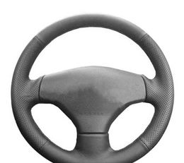 Customized Car Steering Wheel Cover Anti-Slip Leather Original Steering Wheel Braid Car Accessories For Peugeot 206 2002-2006