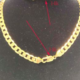 8 -миллиметровый 24 -мм 24 -м мм -дюймовый 14 -километровый сплошной золото GF Кубинское модное ожерелье 243O