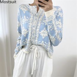 Women's Knits Tees Autumn Stereoscopic Floral Korean Cardigans Sweaters Women Long Sleeve Single-breasted Tops Vintage Elegant Ladies Cardigan 221206