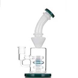 10 Inch Bent Neck Assorted Color Bong Hookahs With Slit Percolator Round Base Dab Rig Water Pipes