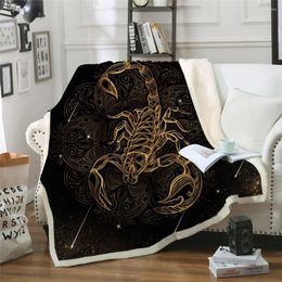 Blankets Golden Scorpion Blanket Boho Meteor Scorpio Bedding Vintage Sofa Velvet Constellation Double Thick
