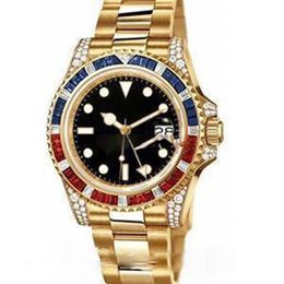 lurury mens watch Big diamond Gold face full Stainless steel original strap Automatic movement