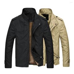 Men's Trench Coats Men Coat Stylish Stand Collar Male Jacket Warm Plush Lining For Working