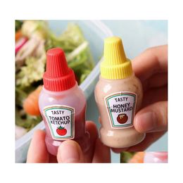 Herb Spice Tools Herb Spice Tools 2Pcs/Set 25Ml Mini Ketchup Bottles Salad Honey Mustard Portable Small Sauce Containers Inventory Dhmrz