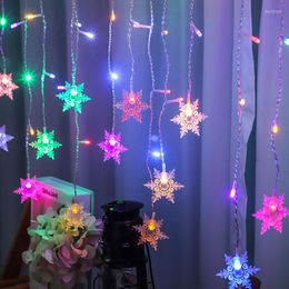 Strings Christmas Decorations For Home 2022 Garland Curtain 3.5M Snowflake Lights Noel Navidad Year 2023 Holiday Lighting