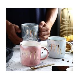 Mugs 400Ml Mr Mrs Coffee Mugs Creative Cups For Drinking Tea Ceramic Milk Tumbler Couple Lover Valentine Day Gift 13 23Se Zz Drop De Dhfoa